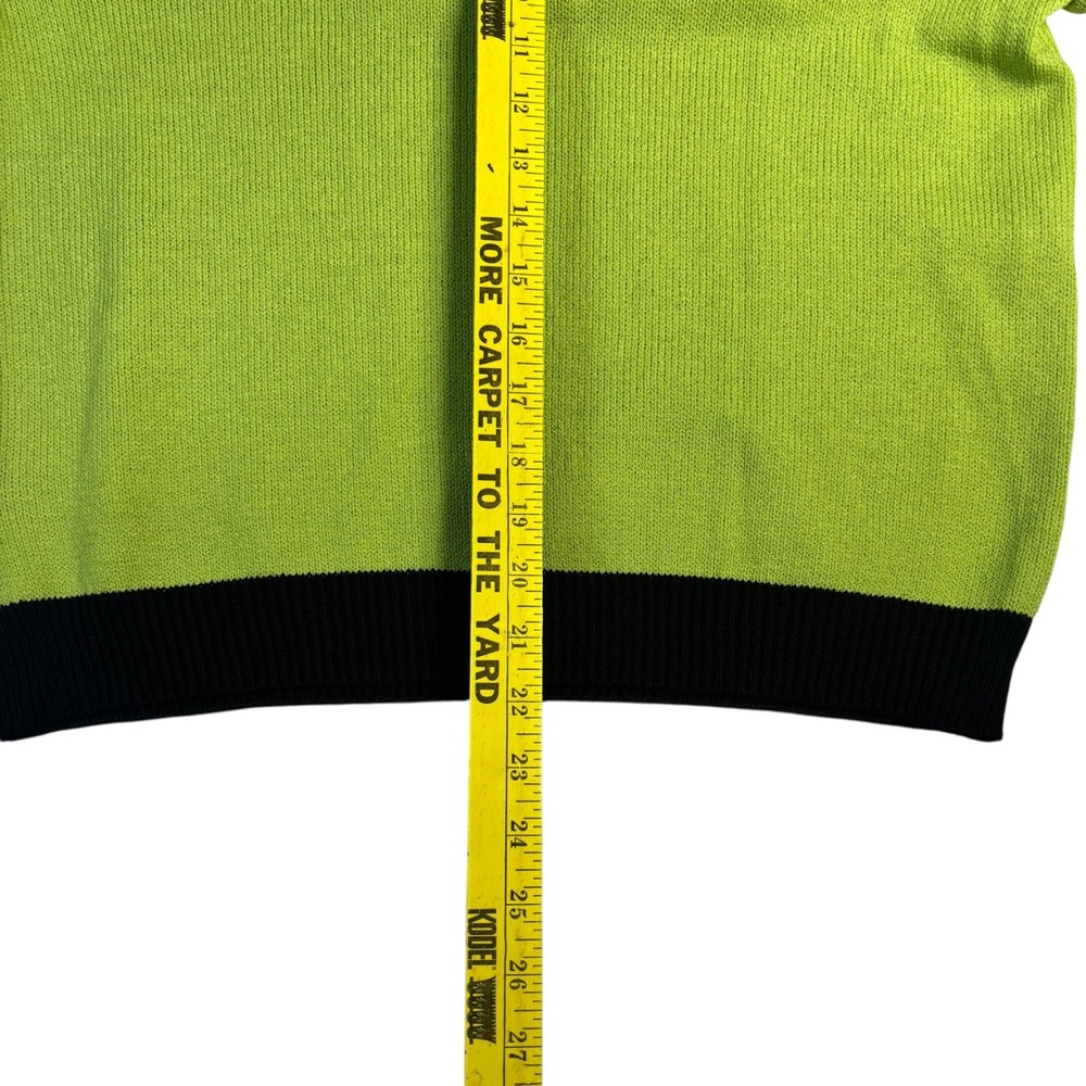 St John Sport Womens Lime Green Quarter Zip Knit Sweater Colorblock Black Purple - Picture 12 of 14